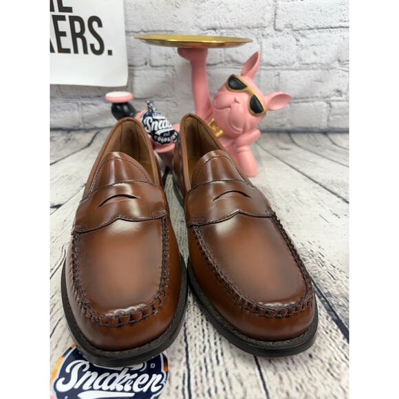 GH Bass Weejuns Penny Loafers Mens 11.5 Leavitt Flat Strap Brown Leather NEW - Picture 3 of 9